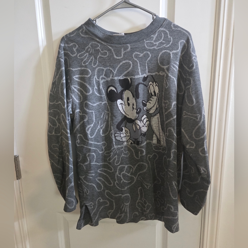 Gray Mickey and Pluto Sweatshirt Disney Large - Picture 1 of 4